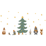 Stickers noël scandinave au pied du sapin Stickers noël scandinave au pied du sapin