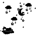 Sticker nounours et toiles au clair de lune