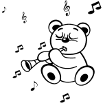 Sticker nounours fait de la musique