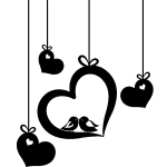 Sticker les oiseaux amoureux entourés des c?urs Sticker les oiseaux amoureux entourés des c?urs