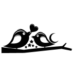 Sticker oiseaux amoureux et étoiles Sticker oiseaux amoureux et étoiles