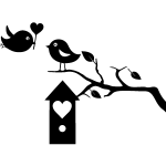 Sticker oiseaux et bote  coeur