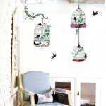 Stickers oiseaux en cages baroque
