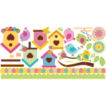 Sticker les oiseaux colorés et leurs maisonnettes Sticker les oiseaux colorés et leurs maisonnettes