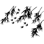 Sticker oiseaux et feuilles de bambou