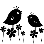 Sticker oiseaux et fleurs