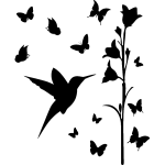 Sticker oiseau, fleur et papillons Sticker oiseau, fleur et papillons