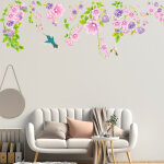 Sticker oiseaux et fleurs violettes Sticker oiseaux et fleurs violettes