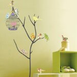 Sticker oiseaux multicolores en cage Sticker oiseaux multicolores en cage