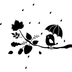 Sticker oiseau sous la pluie sur une branche Sticker oiseau sous la pluie sur une branche
