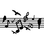 Sticker oiseaux sur une partition de solfge