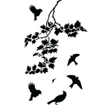 Sticker oiseaux volants autour de branches Sticker oiseaux volants autour de branches