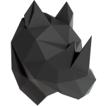 Sticker origami 3d rhinocros noir de profil