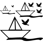 Sticker origami bateaux et oiseaux