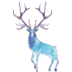 Sticker origami cerf bleu d'azure Sticker origami cerf bleu d'azure