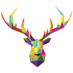 Sticker origami tête de cerf multicolore Sticker origami tête de cerf multicolore