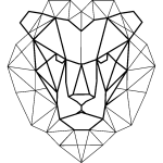 Sticker origami tte de lion design