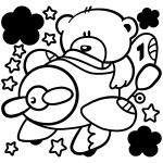 Sticker ours dans un avion