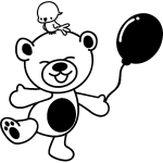 Sticker ours avec ballon