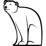 Sticker ours blanc assis