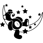 Sticker ours dormant sur la lune