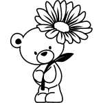 Sticker ours avec une fleur