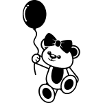 Sticker ours en peluche avec son ballon