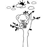 Sticker ours en peluche sur arbre