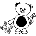 Sticker ours tenant une fleur