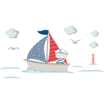 Stickers ourson capitaine de bateau