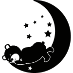 Sticker ourson dormant sur la lune