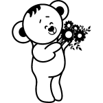 Sticker ourson mignon et ses fleurs Sticker ourson mignon et ses fleurs