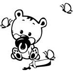 Sticker ourson et papillons Sticker ourson et papillons