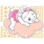 Sticker ourson sur le nuage girly fait dodo + 90 étoiles Sticker ourson sur le nuage girly fait dodo + 90 étoiles