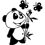 Sticker panda avec bambou et papillons Sticker panda avec bambou et papillons