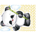 Sticker panda avec son bambou + 70 étoiles Sticker panda avec son bambou + 70 étoiles