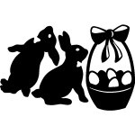 Sticker panier de pques et les lapins