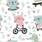 Sticker papier peint enfant animaux de la fort acrobates