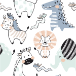 Sticker papier peint enfant animaux de la fort enchante