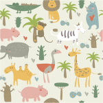 Sticker papier peint enfant animaux de la fort tropical