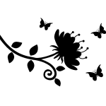 Sticker papillons et baroque fleur