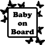 Sticker papillons sur cadre baby on board Sticker papillons sur cadre baby on board