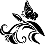 Sticker papillon volant au dessus de sa fleur