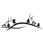 Sticker paysage d'hiver avec le père noël Sticker paysage d'hiver avec le père noël