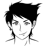 Sticker personnage manga avec boucle d'oreille