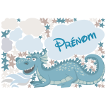 Sticker personnalisable prénom dinosaure bleu Sticker personnalisable prénom dinosaure bleu