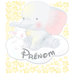 Sticker personnalisable prnom lphant et lapin dans les toiles + 60 toiles