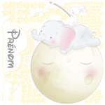 Sticker personnalisable prnom lphant et lapin sur la lune