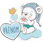 Sticker personnalisable prénom ourson avec c?ur Sticker personnalisable prénom ourson avec c?ur
