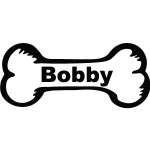 Sticker personnalis chien os blanc